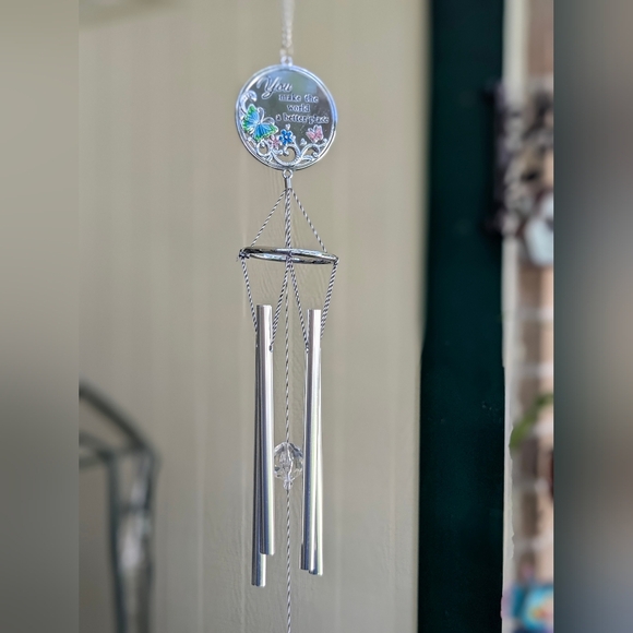 Silver color wind chimes, butterflies "You Make The World A Better Place" - Picture 6 of 7